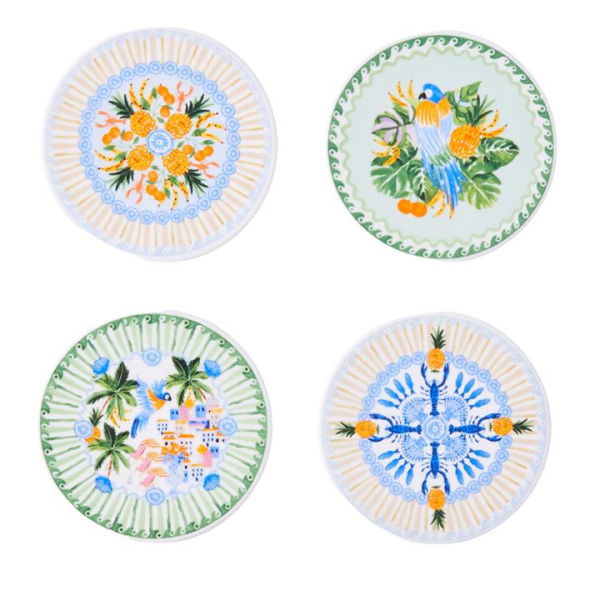 Adairs La Dolce Vita Multi Coasters Pack of 4 - Blue (Blue Pack of 4)