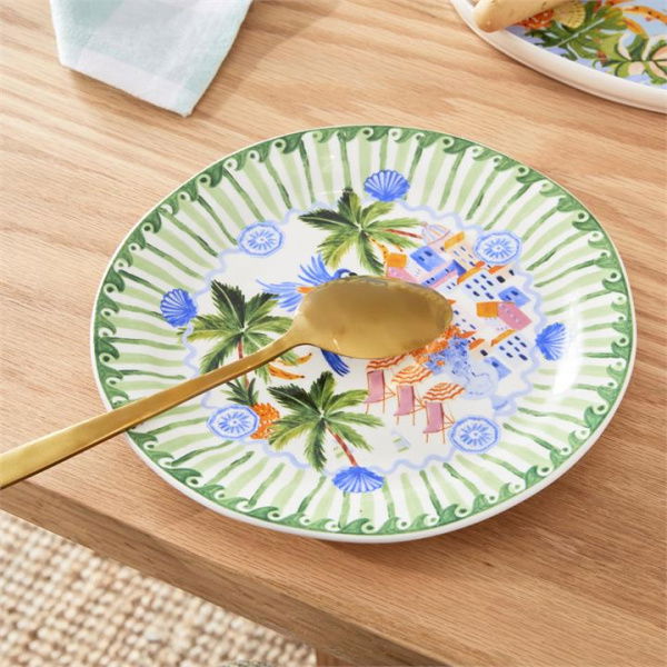 Adairs Green Paradiso Stripes La Dolce Vita Side Plate