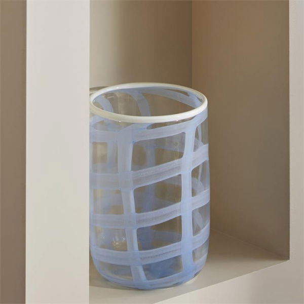 Adairs Lattice Lavender & White Vase - Blue (Blue Vase)