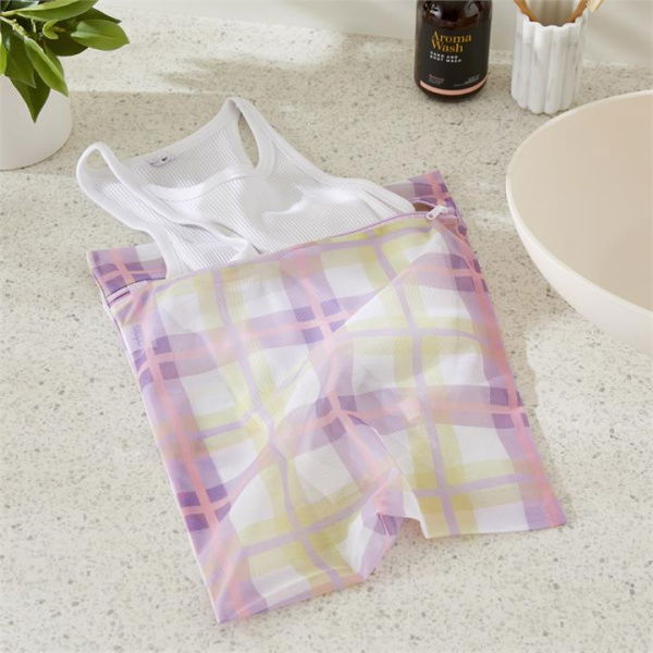 Adairs Laundry Purple Check Wash Bag (Purple Bag)