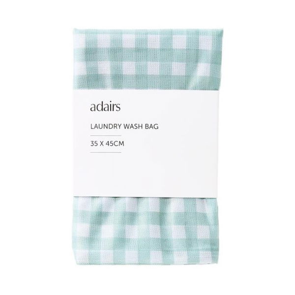 Adairs Green Small Laundry Sage Gingham Wash Bag