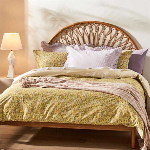 Adairs Yellow Super King Leila Lemon Drop Floral Quilt Cover Set