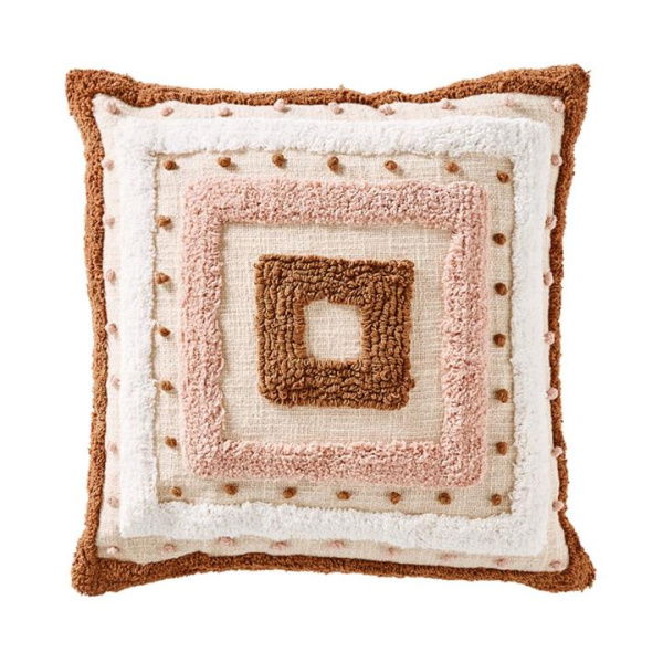 Adairs Tobacco & Pink Lexi Natural Cushion