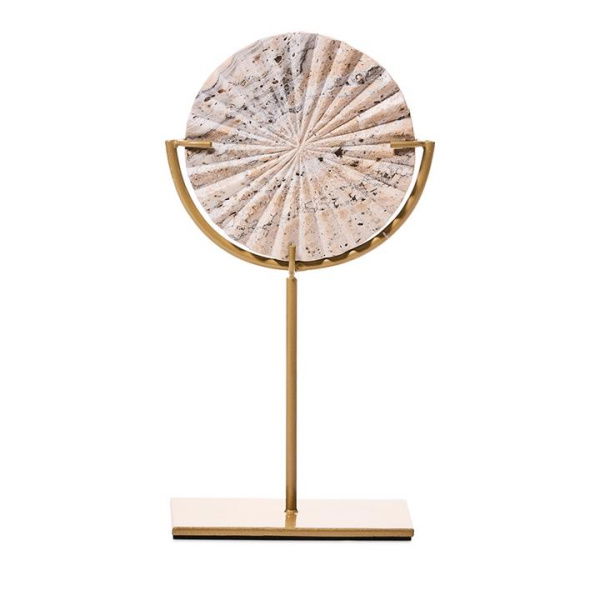 Adairs Natural Lido Disc Round Travertine Statue Decor