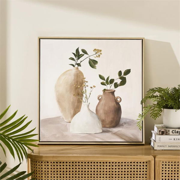 Adairs Natural Wall Art Lifestyle Vase Trio Canvas