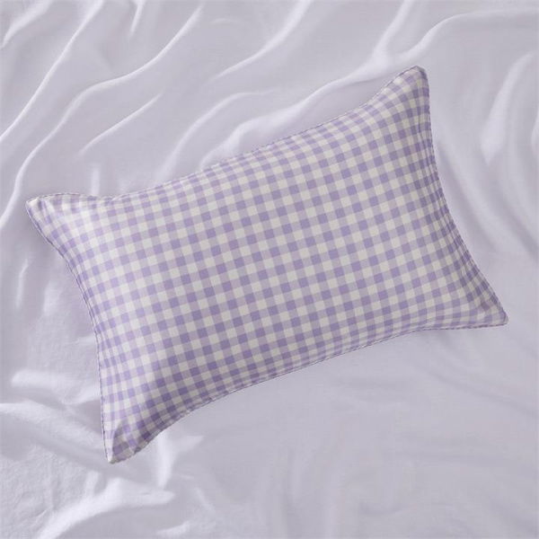 Adairs Lilac Gingham Pure Silk Printed Pillowcase - Purple (Purple Standard Pillowcase Each)