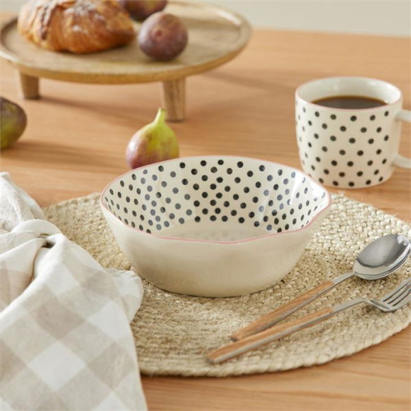 Adairs White Bowl Lola Handpainted Black Spot