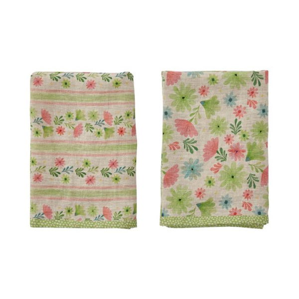 Adairs Green 2 Pack Lolita Multi Tea Towels