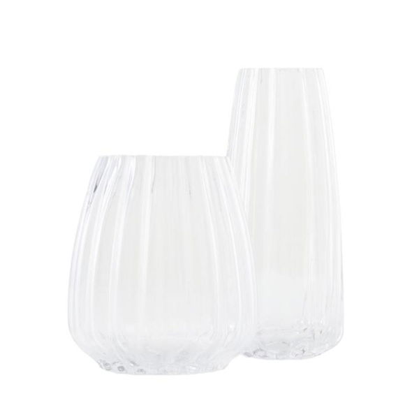 Adairs Lotus Clear Short Vase - Natural (Natural Vase)