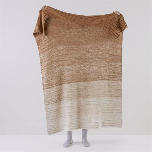 Adairs Lucie Caramel Chunky Knit Throw - Natural (Natural Throw)