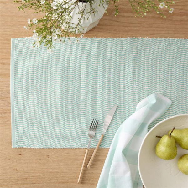 Adairs Luna Aquamarine Table Runner - Green (Green Table Runner)