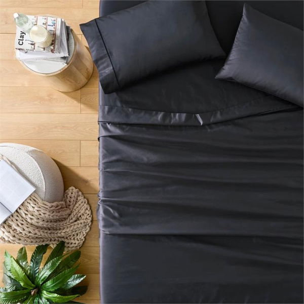 Adairs Black King Extra Depth Luxury Collection 1000TC Ink Sheet Set Black