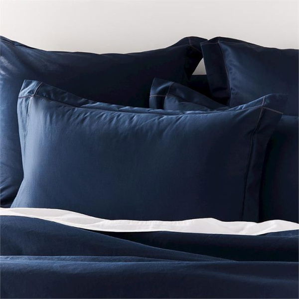 Adairs Luxury Collection 1000TC Royal Navy Pillowcase - Blue (Blue European Tailored Pillowcase Each)