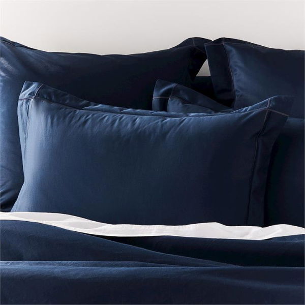 Adairs Luxury Collection 1000TC Royal Navy Pillowcase - Blue (Blue Queen Tailored Pillowcase Pair)