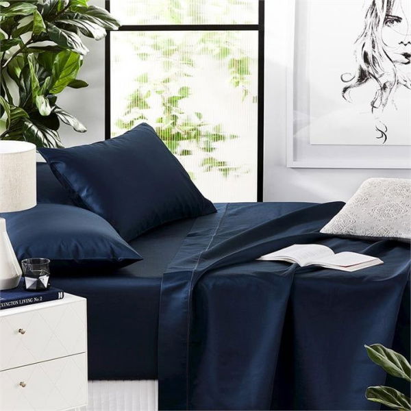 Adairs Luxury Collection 1000TC Royal Navy Sheet Set - Blue (Blue Double)