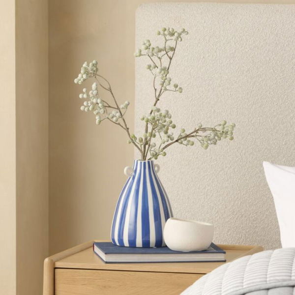 Adairs Lyon Azure Stripe Vase - Blue (Blue Vase)