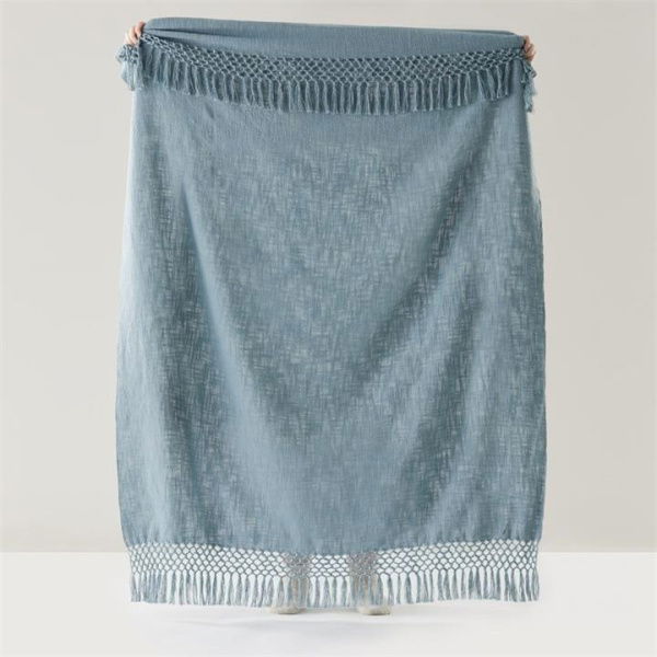 Adairs Blue Macrame Rain Knot Throw