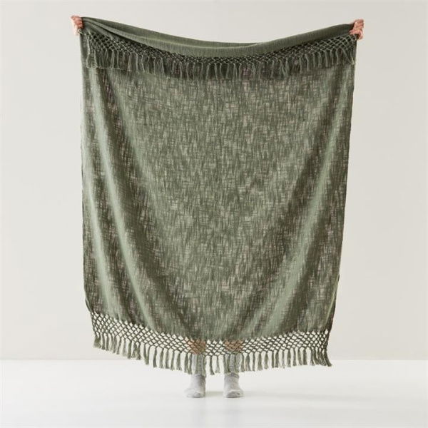 Adairs Green Throw Macrame Forest Knot Throw