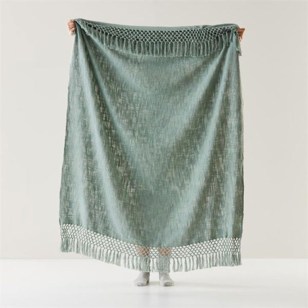 Adairs Soft Green Macrame Knot Throw