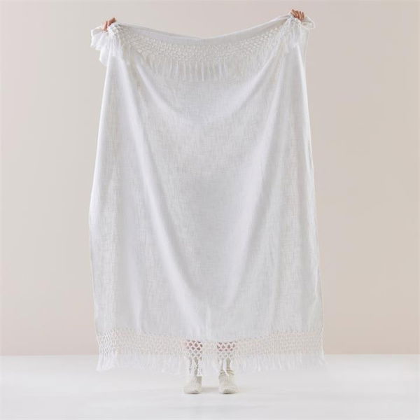 Adairs White Throw Macrame White Knot Throw