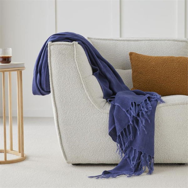 Adairs Denim Blue Malmo Linen Throw