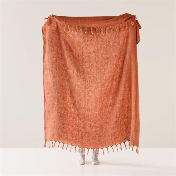 Adairs Rust Orange Malmo Linen Throw