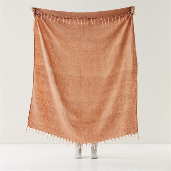 Adairs Malmo Sand Stone Linen Throw - Orange (Orange Throw)