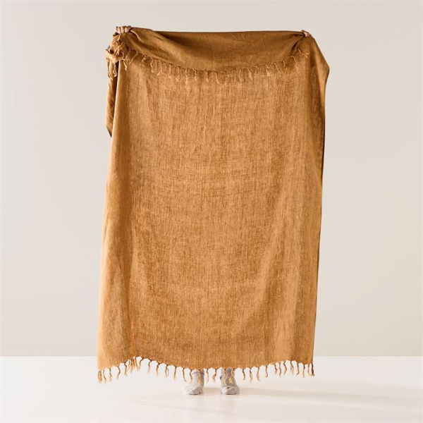 Adairs Brown Malmo Spice Linen Throw