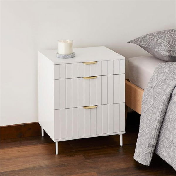 Adairs White Side Table Manhattan White 3 Drawer