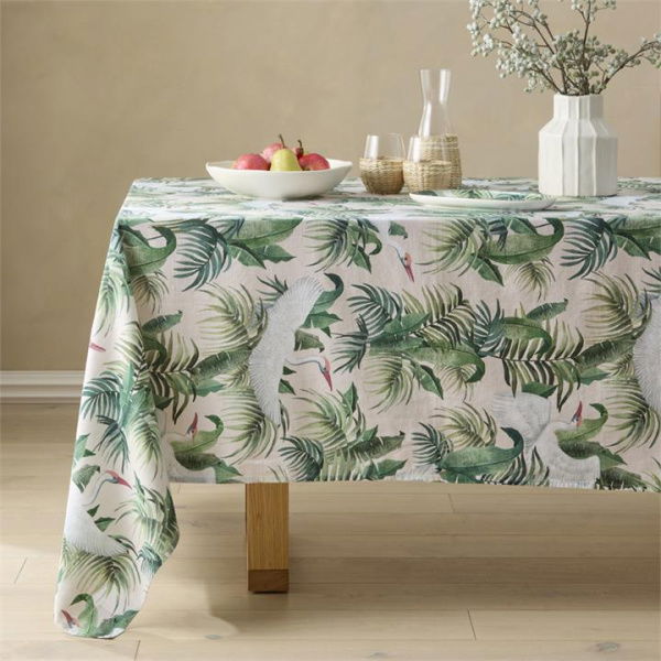 Adairs Margot Natural Tablecloth - Green (Green Tablecloth)