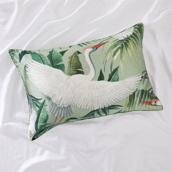 Adairs Margot Pure Silk Printed Pillowcase - Green (Green Standard Pillowcase Each)