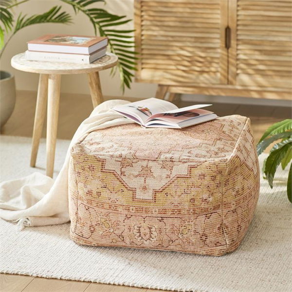 Adairs Mercado Aura Rose Pouf - Pink (Pink Pouf)