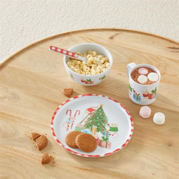 Adairs White Dining Set Merry & Bright Mice Christmas Dining