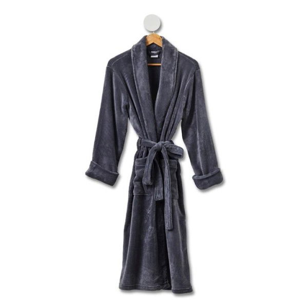 Adairs Black Bathrobe Microfibre Robe Granite