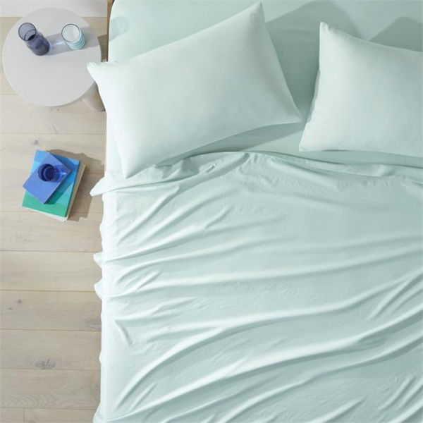 Adairs Blue Queen Microplush Aquamarine Sheet Set Blue