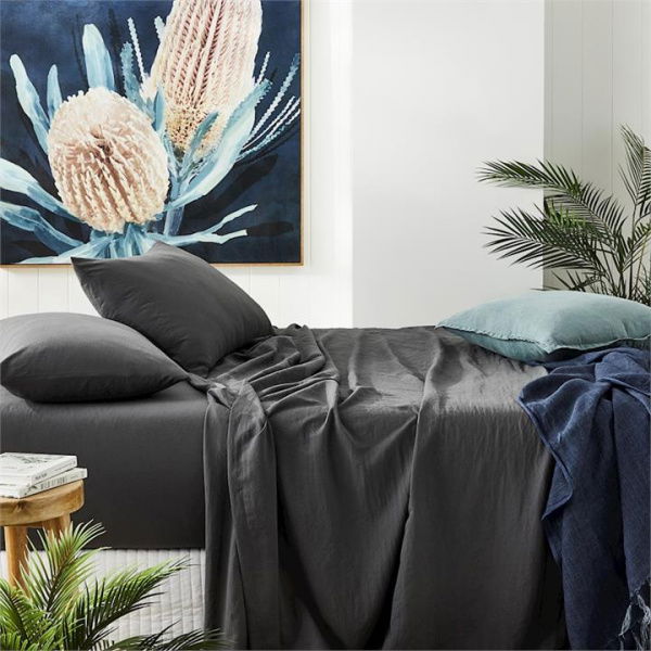 Adairs Charcoal Grey Microplush King Sheet Set