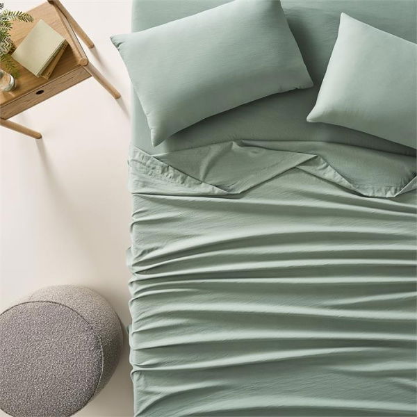 Adairs Green Microplush Double Sage Sheet Set