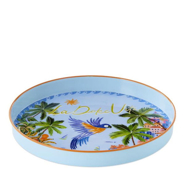 Adairs Blue Milano La Dolce Vita Metal Blue Round Tray