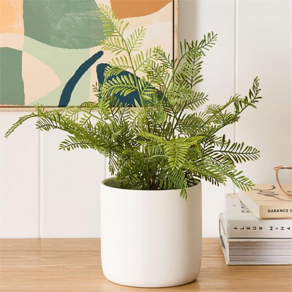 Adairs Milton Green/White Potted Fern (White Faux Plant)