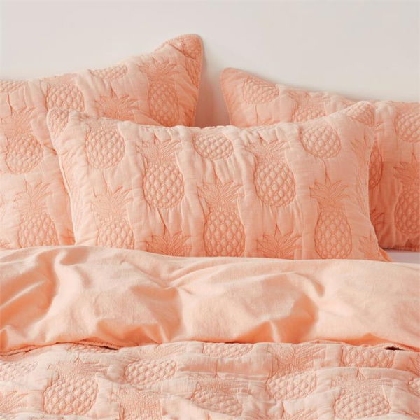 Adairs Pink Mimosa Apricot Quilted European Pillowcase Each