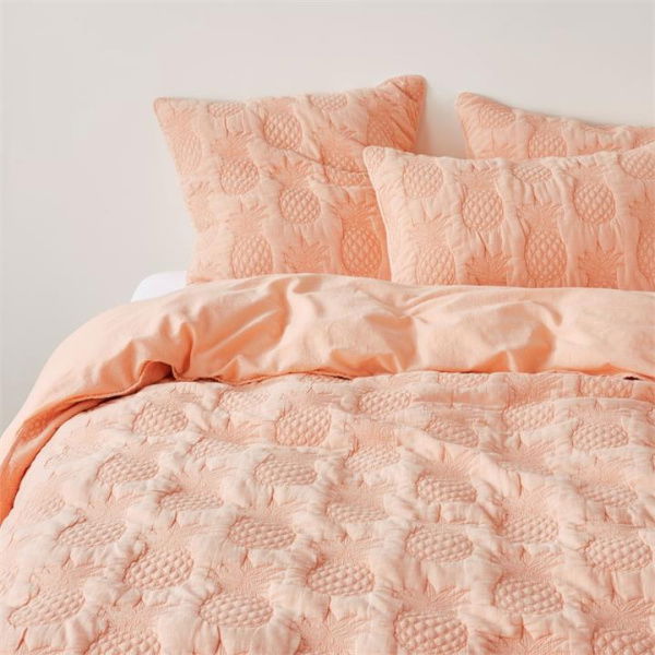 Adairs Pink Double Mimosa Apricot Quilted Quilt Cover Pink