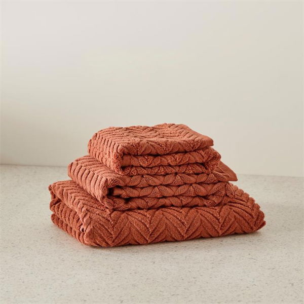 Adairs Orange Bath Sheet Mimosa Textured Cinnamon Marle Towel Range Orange