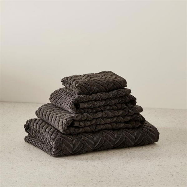 Adairs Black Bath Mat Mimosa Textured Towel Charcoal Marle Black