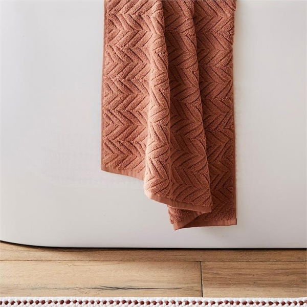 Adairs Orange Mimosa Textured Towel Earth Bath Mat