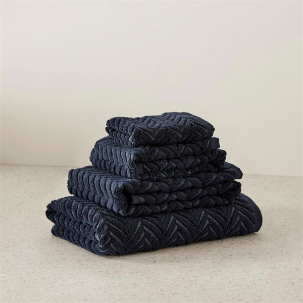 Adairs Blue Mimosa Textured Towel Navy Marle Bath Mat