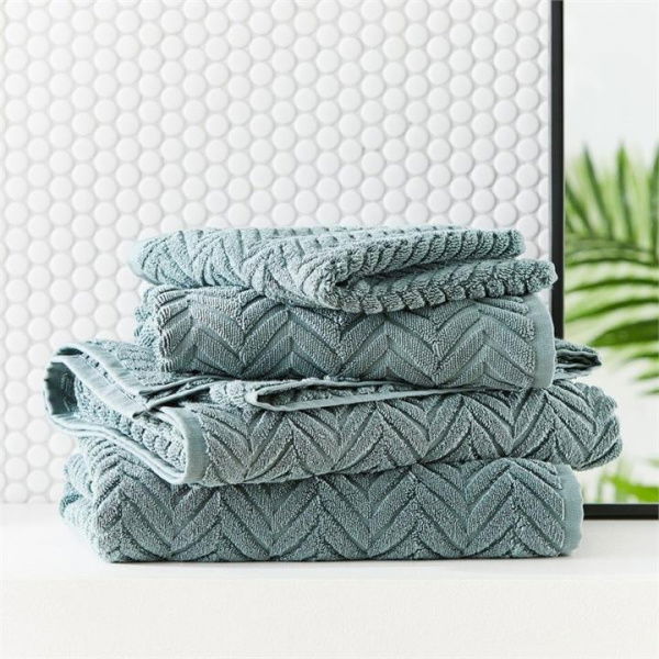 Adairs Green Mimosa Textured Towel Seagrass Bath Mat