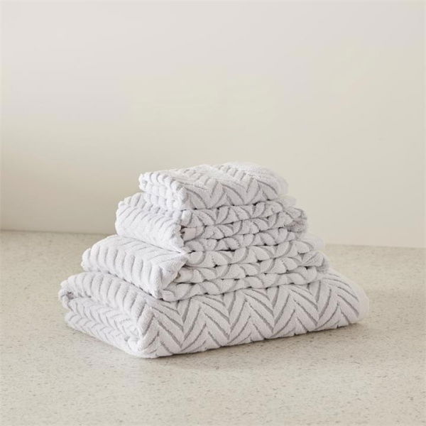 Adairs Mimosa Textured Towel White Marle (White Bath Sheet)