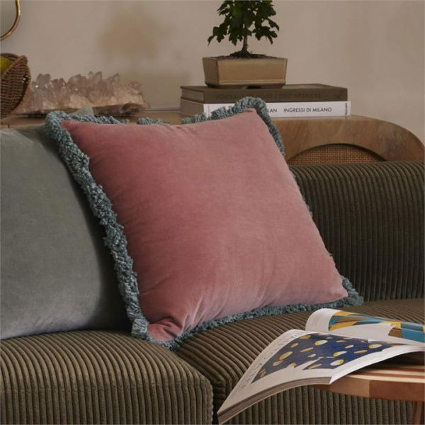 Adairs Mirri Pink Velvet Cushion (Pink Cushion)