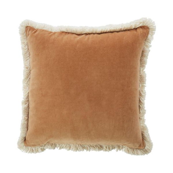 Adairs Mirri Tobacco Velvet Cushion - Brown (Brown Cushion)