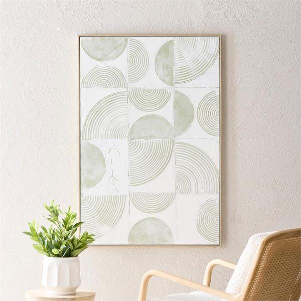 Adairs White Moma Geo Green Canvas Wall Art